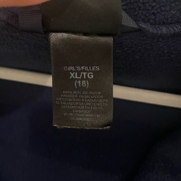 The North Face Girls Denali Navy Blue Fleece Jacket W/ Purple Zipper - Picture 5 of 7